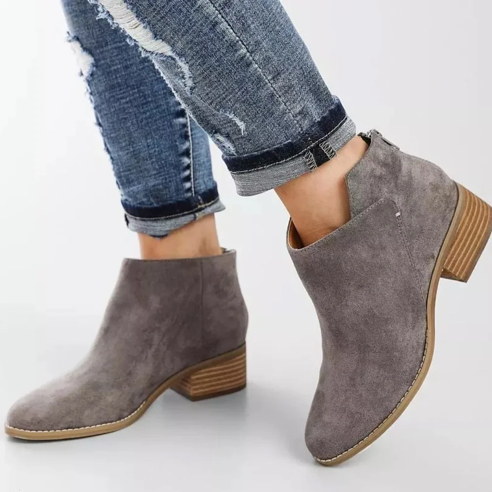 NWOT - DV by Dolce Vita Gray Suede Asymmetrical Dream Ankle Booties - Picture 5 of 7